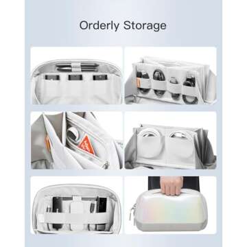 Inateck Electronics Organizer Travel Case, 180° Open Water-resistant Tech Pouch, Multifunctional Travel Organizer Bag, Electronic Accessories Carry Case for Cable, Cord, Charger, Phone, Aurora, Large