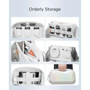 Inateck Electronics Organizer Travel Case, 180° Open Water-resistant Tech Pouch, Multifunctional Travel Organizer Bag, Electronic Accessories Carry Case for Cable, Cord, Charger, Phone, Aurora, Large