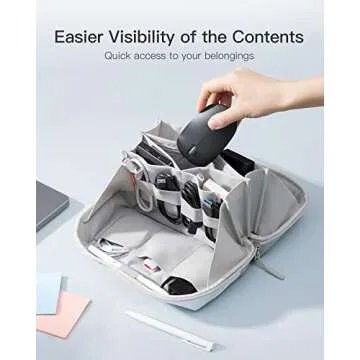 Inateck Electronics Organizer Travel Case, 180° Open Water-resistant Tech Pouch, Multifunctional Travel Organizer Bag, Electronic Accessories Carry Case for Cable, Cord, Charger, Phone, Aurora, Large