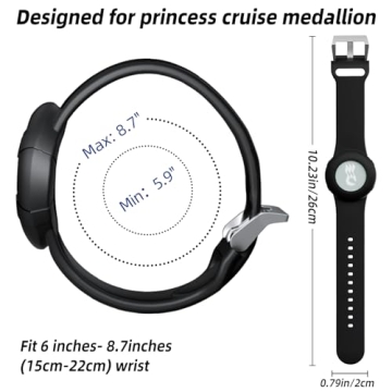 MAKCPOIMER Princess Medallion Sport Band Accessory, 3/4 Pack Silicone Wristband for Holding Carnival Ocean Medallion, fit Men Women（M/L, Black+White+Blue+Pink）