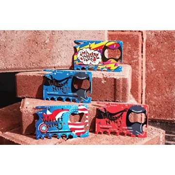 Wallet Ninja Multitool Card – 18 in 1 Credit Card Size Multi-Tool for Quick Repairs, EDC Survival Gear, Bottle Opener, Camping – Cool Gadget and Stocking Stuffer (Blue)