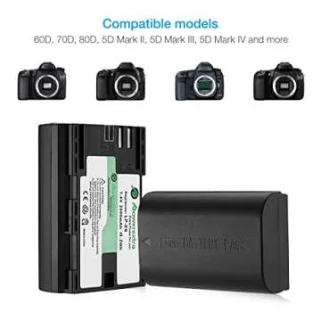 Powerextra LP-E6N Battery 2-Pack for Canon Cameras