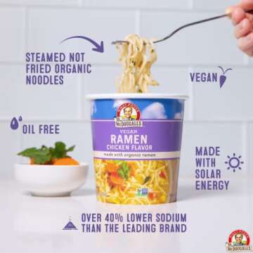 Dr. McDougall's Vegan Ramen Chicken Soup Cups - Organic, Instant & Delicious