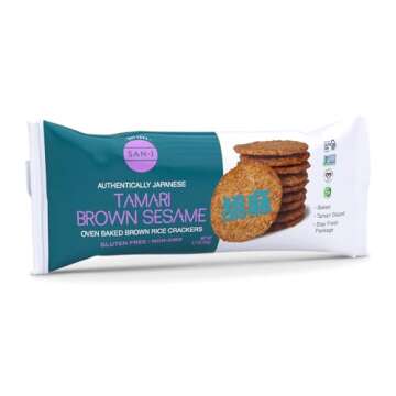 San-J Tamari Brown Sesame Crackers - Gluten-Free Crunchy Snack - 12 Pack