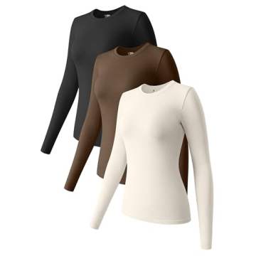 OQQ Women's Stretch Fitted Long Sleeve Tops for Layering