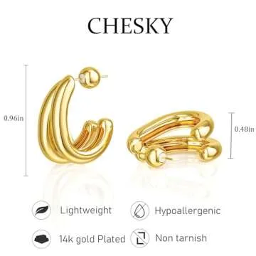Elegant CHESKY Chunky Hoop Earrings - Perfect Gift for Her