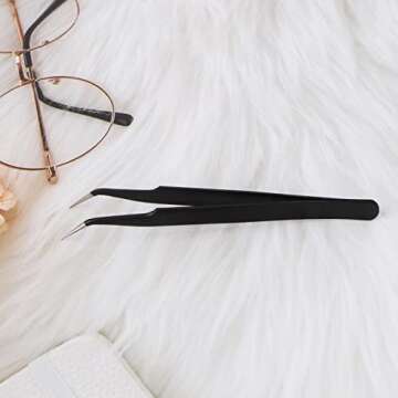 1pcs Fine Point Tweezers Splinter Tweezer Professional Precision Pointed Tweezer Sharp Precision Needle Nose Tip Anti-Static Stainless Steel Curved Tweezers