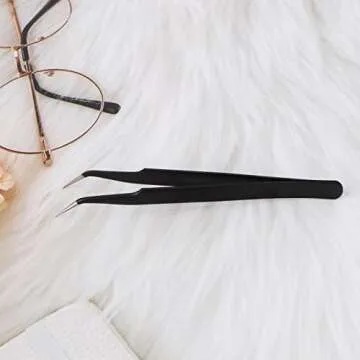 1pcs Fine Point Tweezers Splinter Tweezer Professional Precision Pointed Tweezer Sharp Precision Needle Nose Tip Anti-Static Stainless Steel Curved Tweezers