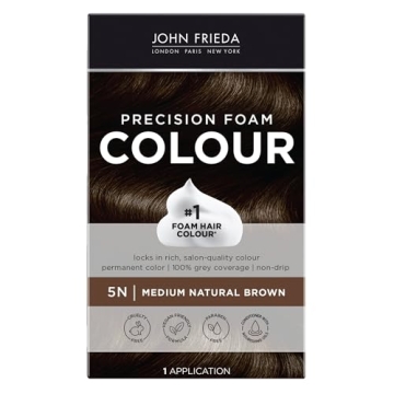 John Frieda Precision Foam Colour, Medium Natural Brown 5N, Full-coverage Hair Color Kit, Anti-Fade ...