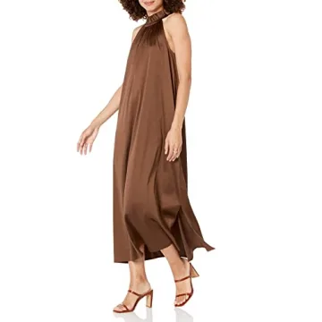 The Drop Women's Silky Stretch Halter Maxi Dress