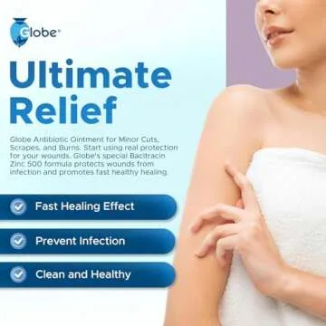 (4 Pack) Globe Bacitracin Zinc Ointment + Aloe 1oz, Antibiotic Ointment, Essential Antibiotic First Aid Supplies, Healing Action, Maximum Antibiotic Power, Prevents Infection in cuts, scrapes, Burns