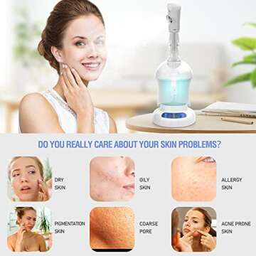Kingsteam Facial Steamer - Ozone Steamer with Extendable Arm - Professional Nano Ionic Facial Steame...