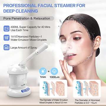 Kingsteam Facial Steamer - Ozone Steamer with Extendable Arm - Professional Nano Ionic Facial Steamer for Deep Cleaning - Portable for Personal Care Use at Home or Salon