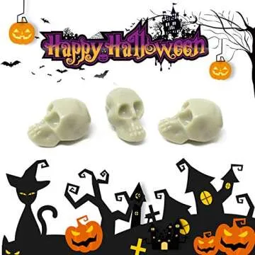 Honbay 50PCS Mini Plastic Skull Heads Decorations Realistic Skeleton Skulls Terrifying Skeleton Ornament for Party Decoration Favors Halloween Trick Toy Accessories