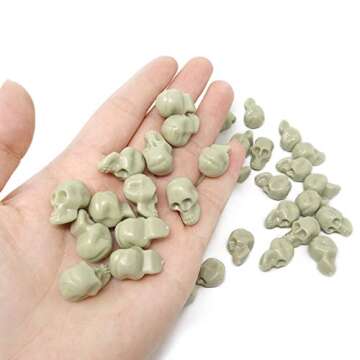 Honbay 50PCS Mini Plastic Skull Heads Decorations Realistic Skeleton Skulls Terrifying Skeleton Ornament for Party Decoration Favors Halloween Trick Toy Accessories