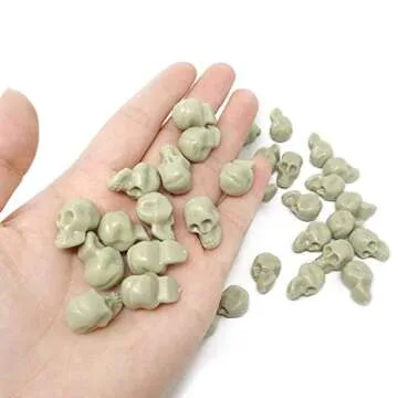 Honbay 50PCS Mini Plastic Skull Heads Decorations Realistic Skeleton Skulls Terrifying Skeleton Ornament for Party Decoration Favors Halloween Trick Toy Accessories