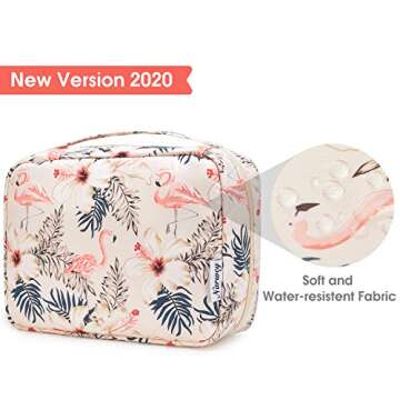Narwey Hanging Travel Toiletry Bag Cosmetic Make up Organizer for Women Waterproof (Beige Bird)