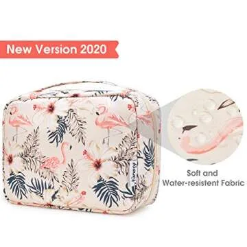 Narwey Hanging Travel Toiletry Bag Cosmetic Make up Organizer for Women Waterproof (Beige Bird)