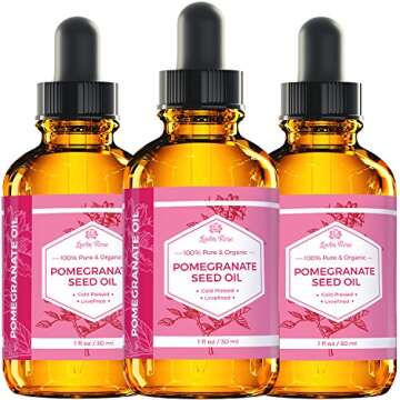 Leven Rose Pomegranate Seed Oil, 100% Pure Unrefined Cold Pressed Antioxidant Moisturizer for Hair Skin and Nails 1 oz