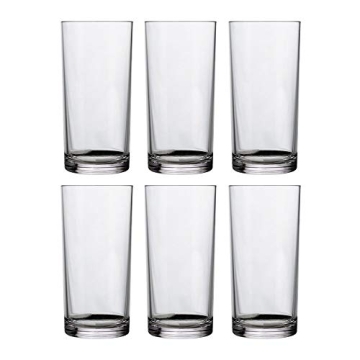 US Acrylic Classic Clear Plastic Reusable Drinking Glasses (Set of 6) 16oz Water Cups | BPA-Free Tumblers, Made in USA | Top-Rack Dishwasher Safe