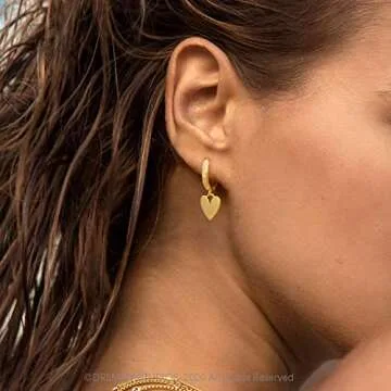 DREMMY STUDIOS Dainty Gold Heart Huggie Hoop Earrings 14K Gold Filled Simple Cute Love Heart Hoop Earrings Charm Tiny Dangle Huggie Earrings Women Minimalist Personalized Gift for Her…