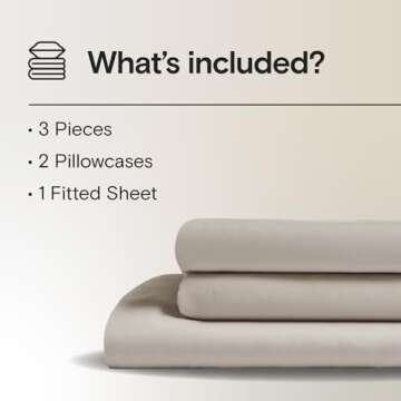 DOZ Sheet Set, 100% Viscose derived from Bamboo, Organically Grown, Buttery Soft, Cooling Sheets, High GSM, Deep Pockets - 3 Piece - 2 Pillowcases 1 Fitted Sheet (Fog, King)