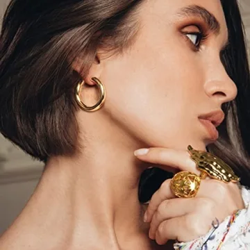 Stylish Silvestri Chunky Gold Hoop Earrings for Women