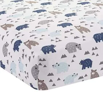 Lambs & Ivy Signature Montana 5-Piece Baby Crib Bedding Set - Blue,Grey,Brown Bears and Mountains