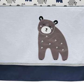 Lambs & Ivy Signature Montana 5-Piece Baby Crib Bedding Set - Blue,Grey,Brown Bears and Mountains