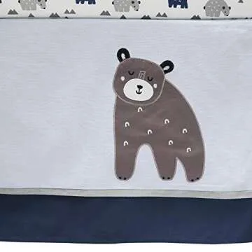 Lambs & Ivy Signature Montana 5-Piece Baby Crib Bedding Set - Blue,Grey,Brown Bears and Mountains
