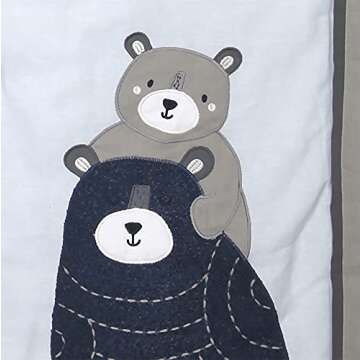 Lambs & Ivy Signature Montana 5-Piece Baby Crib Bedding Set - Blue,Grey,Brown Bears and Mountains