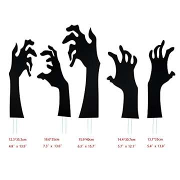 Anditoy 5 Pack Halloween Black Hands Yard Signs with Stakes Scary Silhouette Halloween Decorations for Outdoor Yard Lawn Garden Halloween Decor