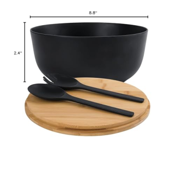 Eco-Friendly LOVYANXUE Bamboo Salad Bowl Set - Large 9.8in