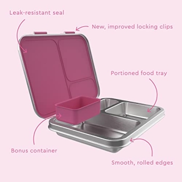 Bentgo Kids Leak-Resistant Lunch Box - 3 Compartment Stainless Steel