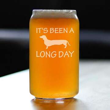 Long Day - Funny Beer Can Pint Glass - Unique Dachshund Gifts for Men & Women - Fun Dachshunds Theme...