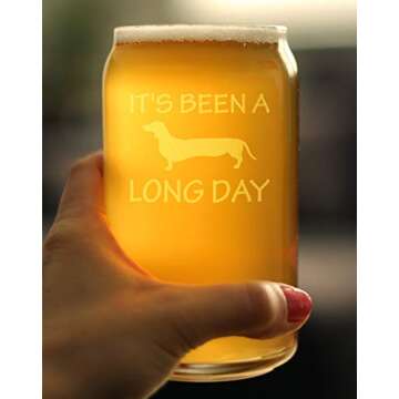 Long Day Funny Beer Can Pint Glass for Dachshund Lovers