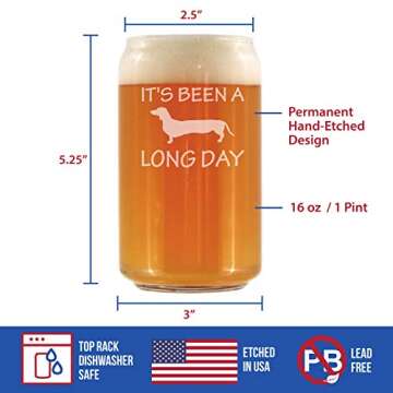 Long Day Funny Beer Can Pint Glass for Dachshund Lovers