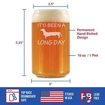 Long Day Funny Beer Can Pint Glass for Dachshund Lovers