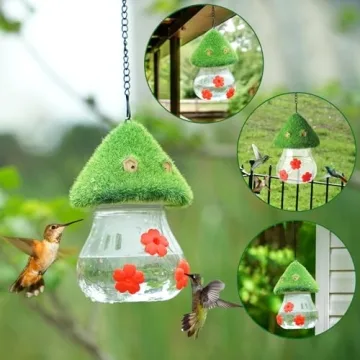 Cute Green Mushroom Hummingbird Feeder for Outdoor Use
