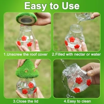 Cute Green Mushroom Hummingbird Feeder for Outdoor Use