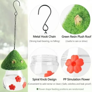 Cute Green Mushroom Hummingbird Feeder for Outdoor Use