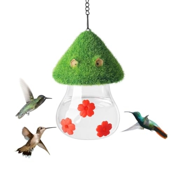 Cute Green Mushroom Hummingbird Feeder for Outdoor Use