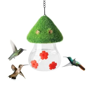 Cute Green Mushroom Hummingbird Feeder for Outdoor Use