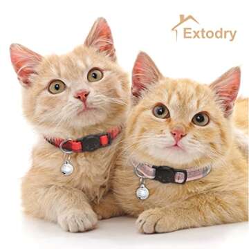 6 Pack Classic Plaid Cat Collars with Bells - Breakaway Kitten Collar and Adjustable 6-9 in,Cute Kit...