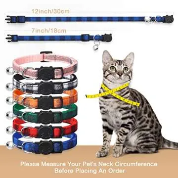 6 Pack Classic Plaid Cat Collars with Bells - Breakaway Kitten Collar and Adjustable 6-9 in,Cute Kitty Collar for Girl Boy Cats,Pet Gifts,Accessories,Supplies,Stuff