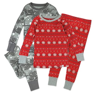 HonestBaby 4 Piece Pajamas Sleepwear Set - 100% Organic Cotton for Infants and Toddlers