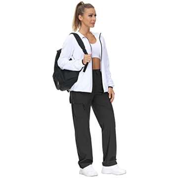 VVK Women's Quick Dry Hiking Lightweight Joggers Pants Water Resistant Athletic Lounge Track Pants with Zipper Pockets Black XLarge