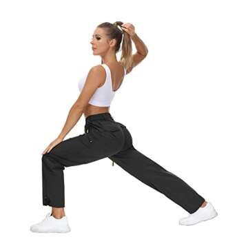 VVK Women's Quick Dry Hiking Lightweight Joggers Pants Water Resistant Athletic Lounge Track Pants with Zipper Pockets Black XLarge