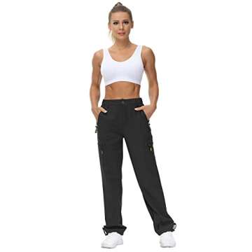 VVK Women's Quick Dry Hiking Lightweight Joggers Pants Water Resistant Athletic Lounge Track Pants with Zipper Pockets Black XLarge