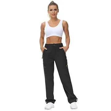VVK Women's Quick Dry Hiking Lightweight Joggers Pants Water Resistant Athletic Lounge Track Pants with Zipper Pockets Black XLarge
